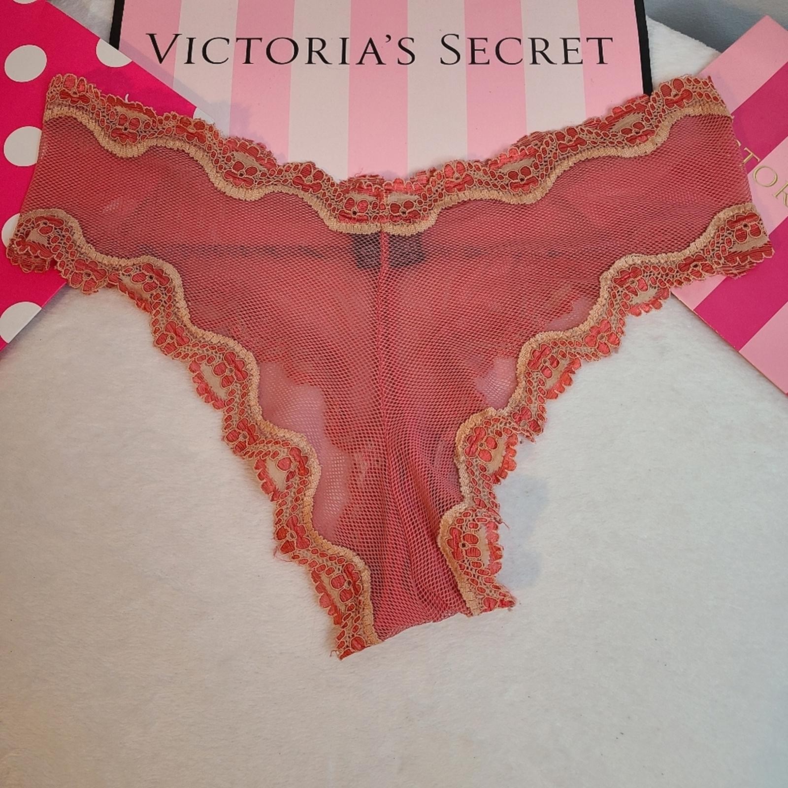 VTG VS Sexy Little Things Sheer Fishnet Lace Classic Cheeky Panty Size Lg