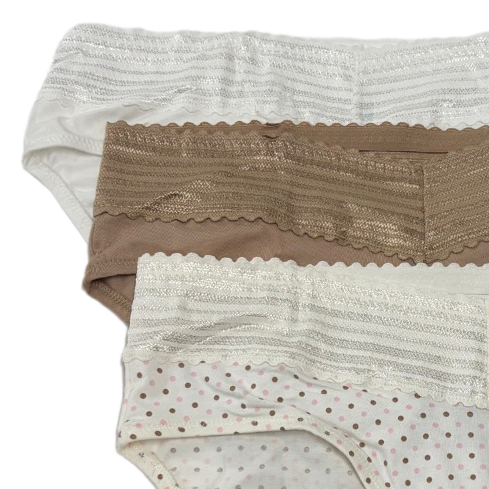 Warners Womens 3pc Dig-Free Cotton & Lace Hipster Panty Set Polka Dots