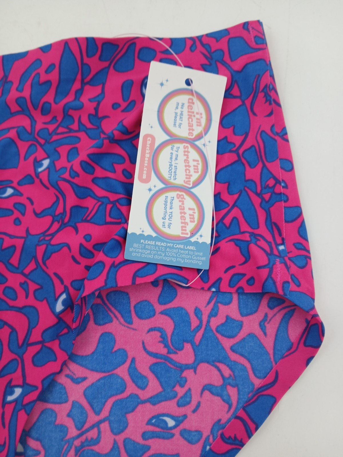 Cheek Boss High Waisted Underwear Womens Large Pink Blue Panther Print Stretchy