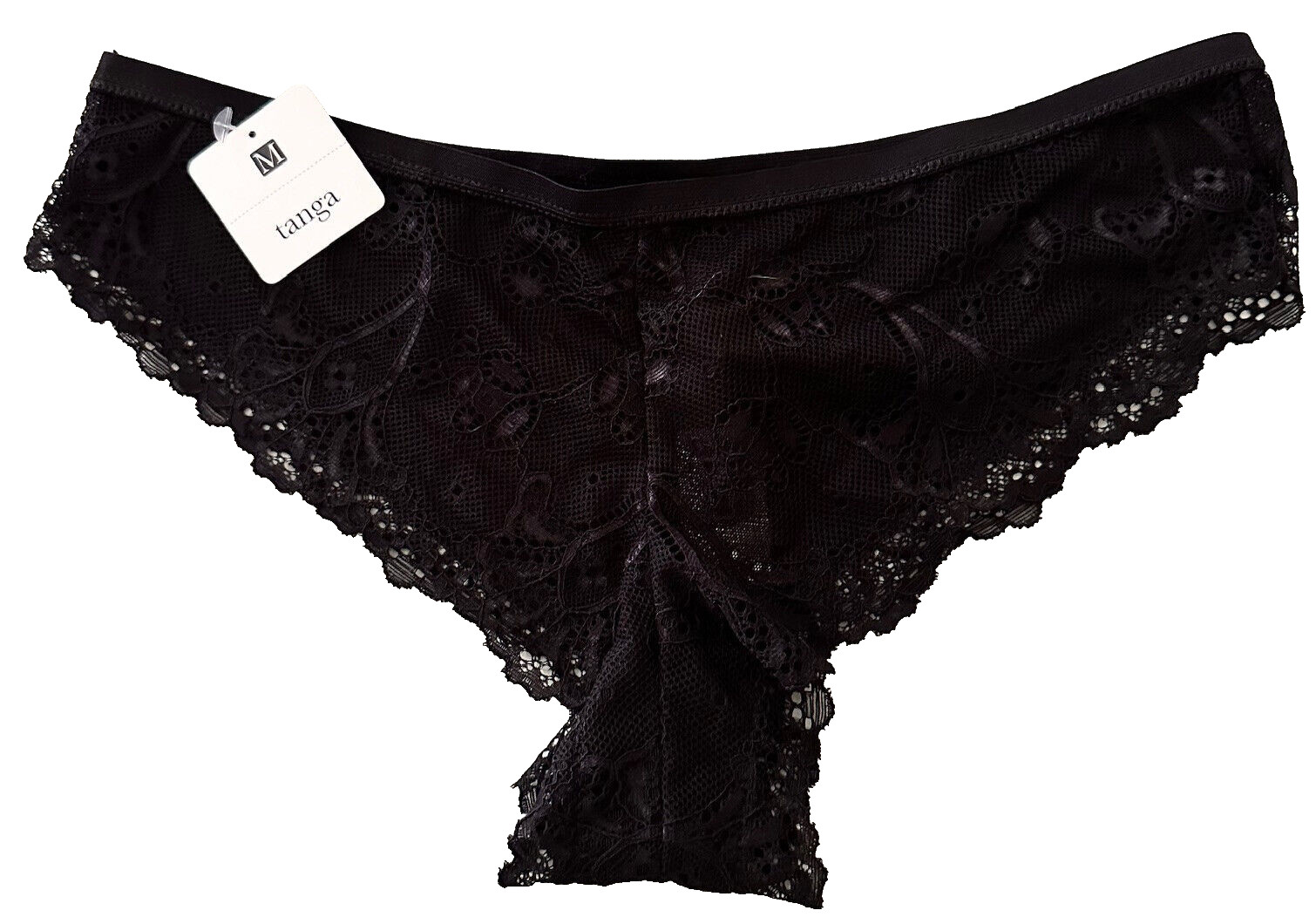 NWT Frederick’s Of Hollywood Izzy Rose Black Tanga Brief Lace Panties Medium