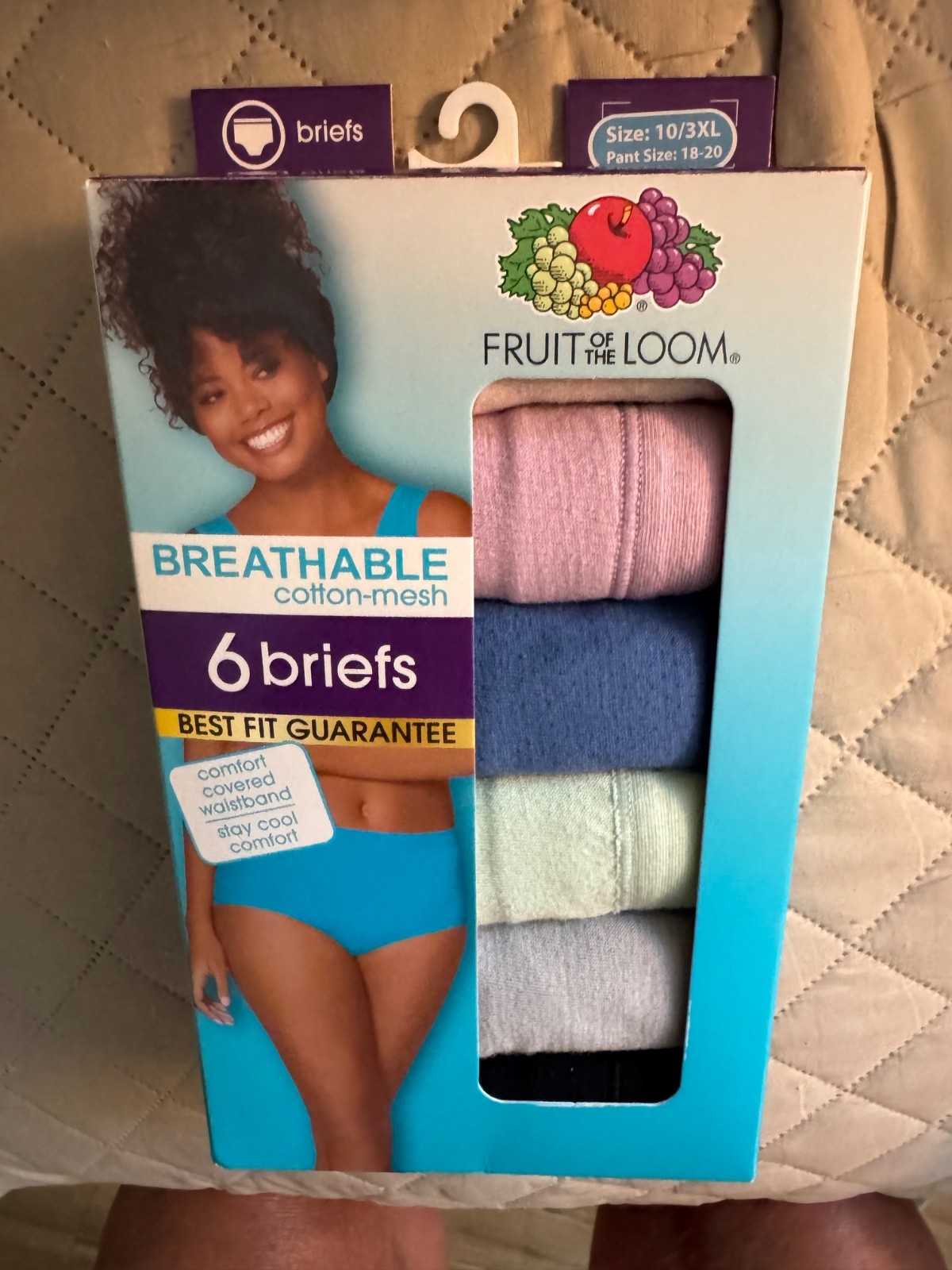 Fruit of the Loom Women’s Plus Size Cotton-Mesh Brief Underwear (6 Pack) SZ 10