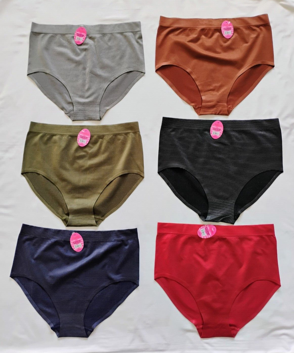 Angelina Seamless Mid-Rise Brief Panties (LOT OF 6) Size Plus(2X/3X)