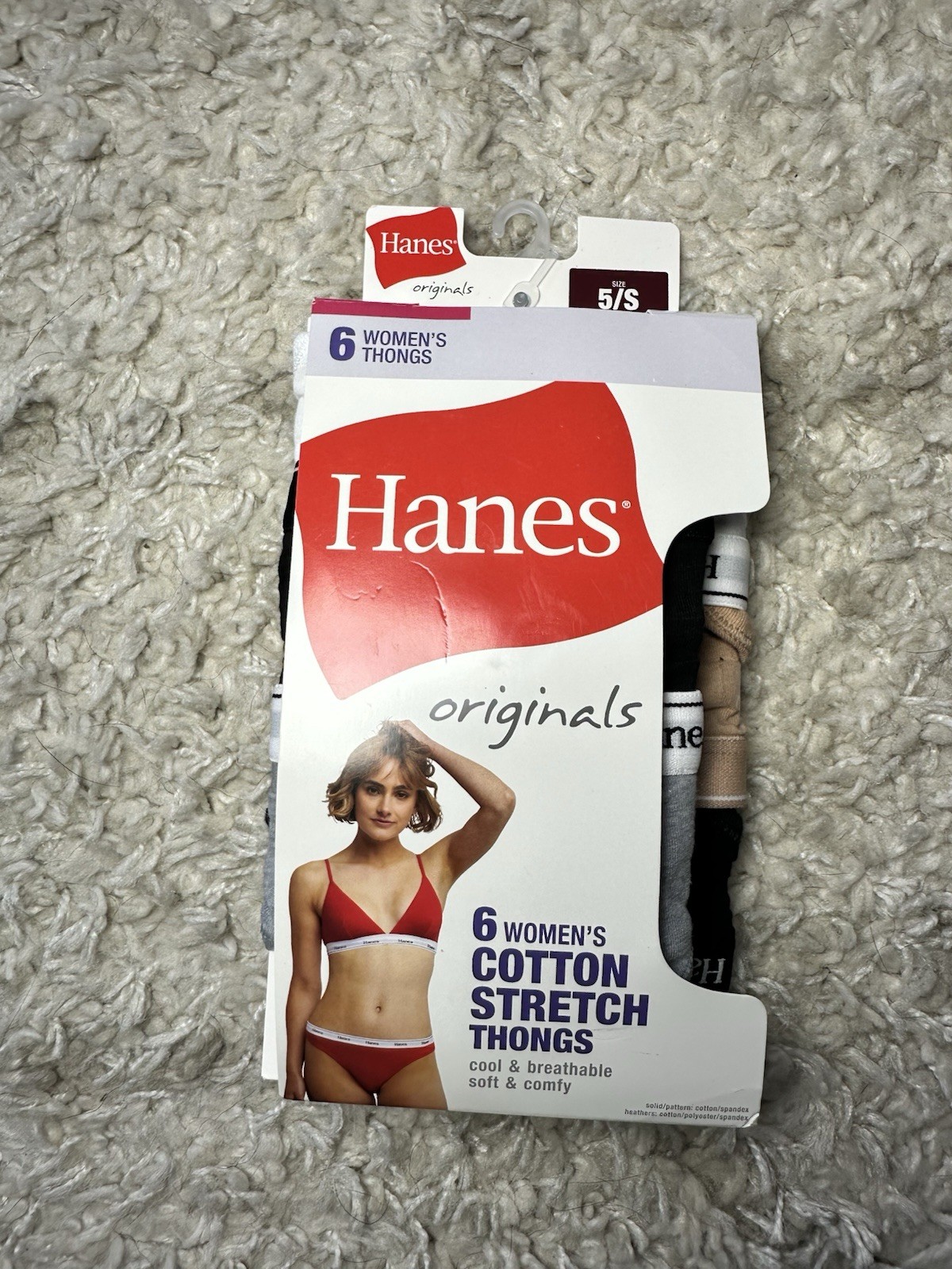 Hanes Women’s 5 Pairs Cotton Thongs Size 5/S stretch cotton small