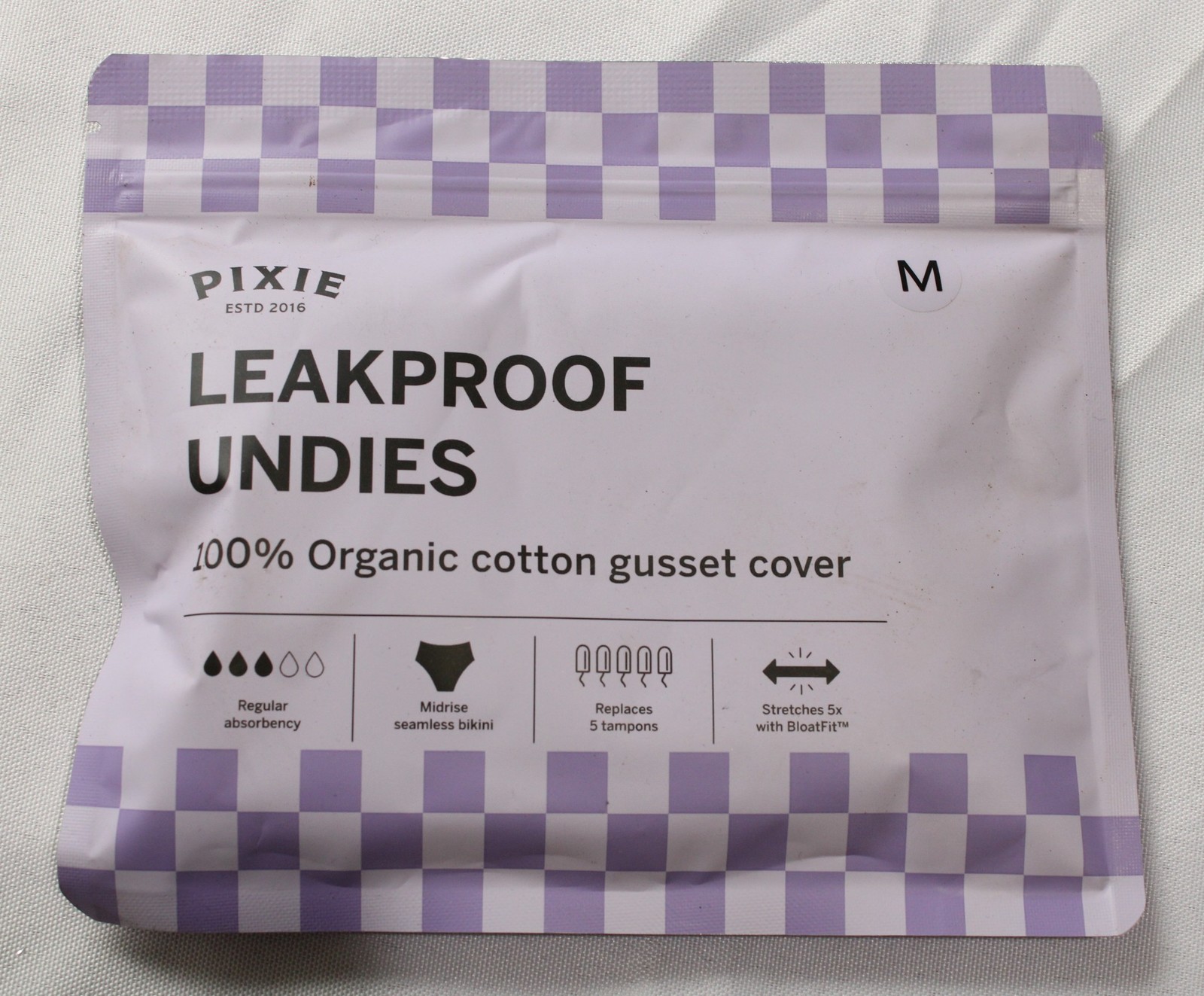 Pixie Women’s Soft Leakproof Ultra-Thin Period Underwear BL1 Black Medium NWT