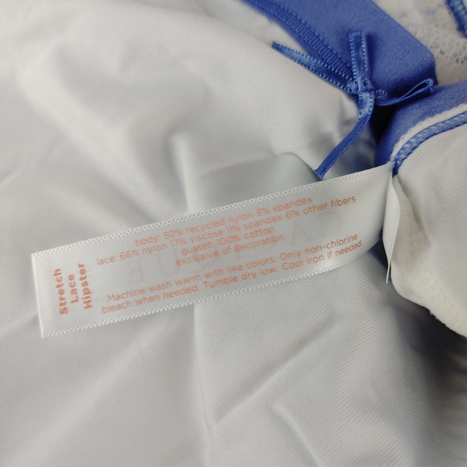 LANE BRYANT CACIQUE STRETCH LACE HIPSTER 14/16 PANTY PANTIES PLUS WHITE BLUE