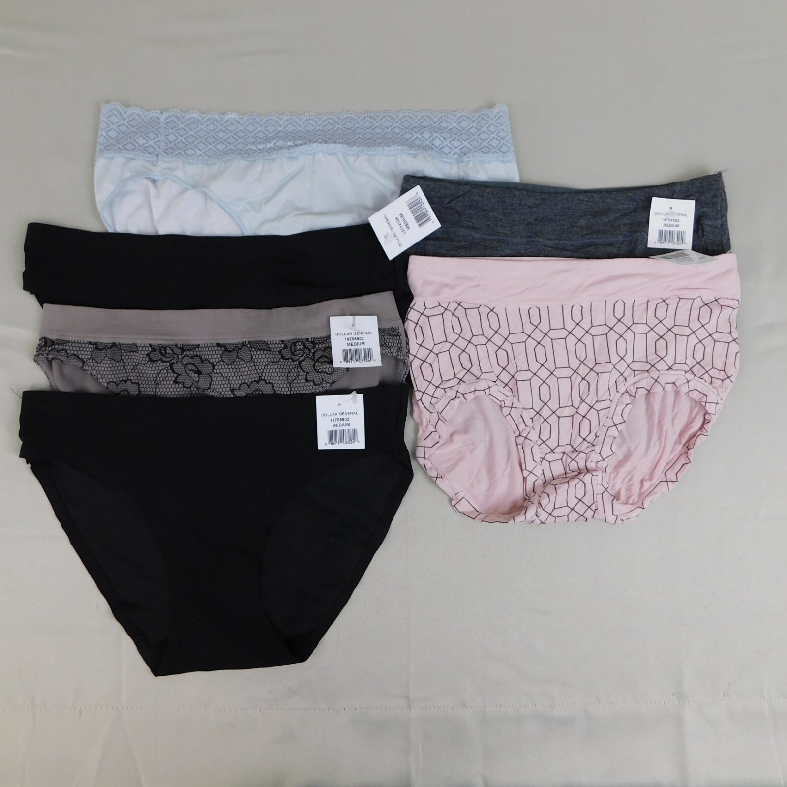 6pc Lot Kathy Ireland & Hanes Brief Panties Size 6, Medium