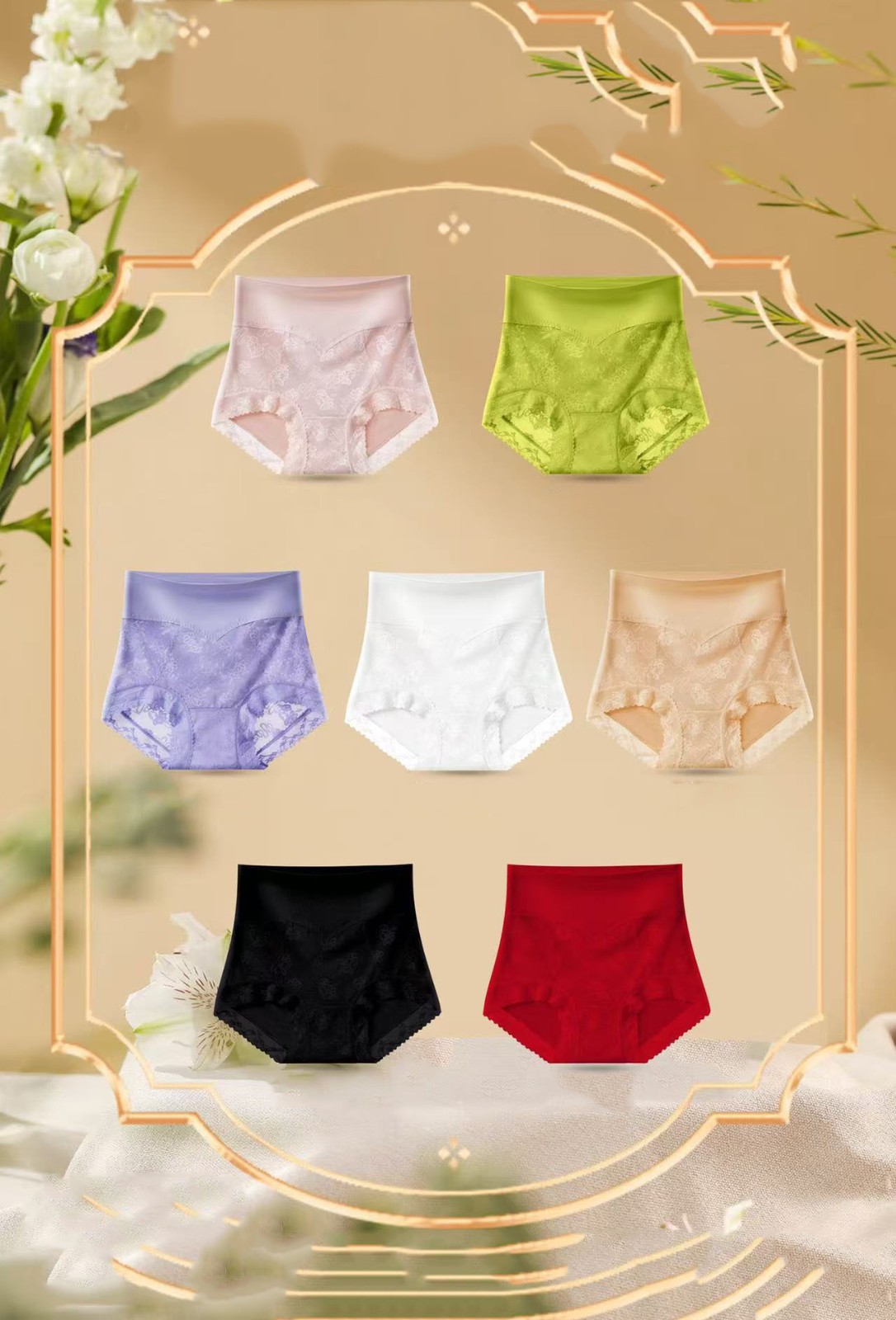 3 Pack High Waist Plus Seamless Lace Mesh Bikini Panties – Modal Silk Breathable