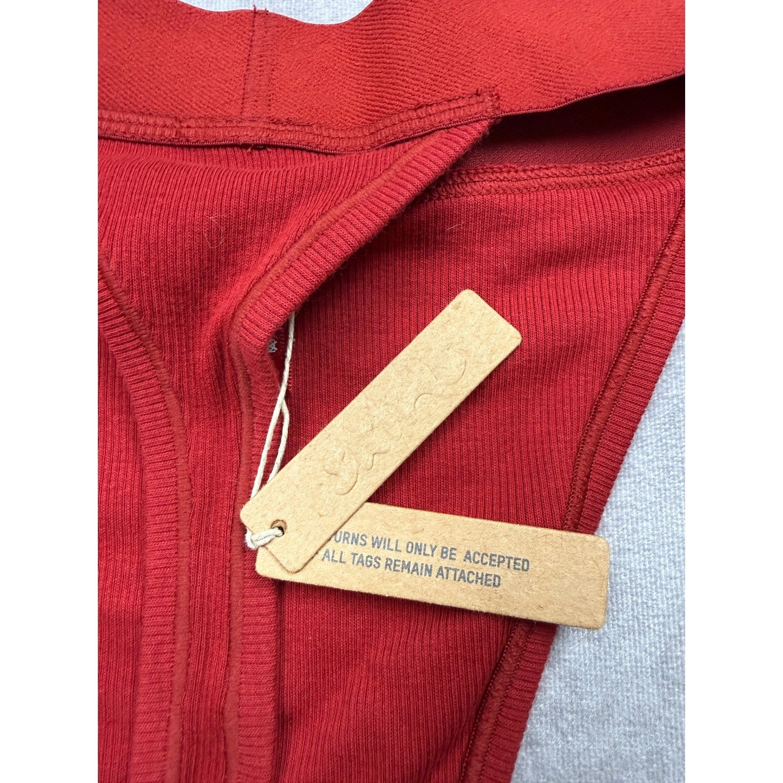 NWT SKIMS Women Size 4X Cotton Rib String Thong Brick Red Stretch Underwear Plus