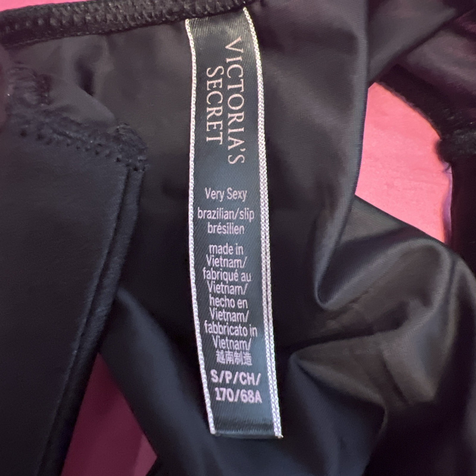 Victoria’s Secret Very Sexy Brazilian Slip Panty Size Small Black With Jewels
