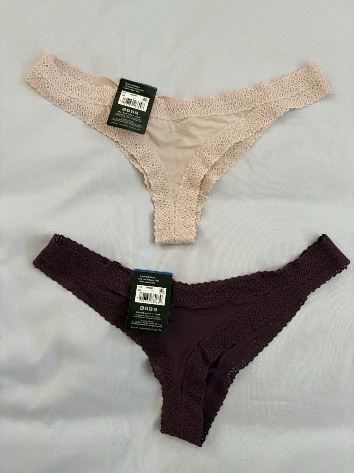 NEW Maidenform DMMVBT V Back Thong 2 Pair XLarge 8 Women’s Thong Multicolor