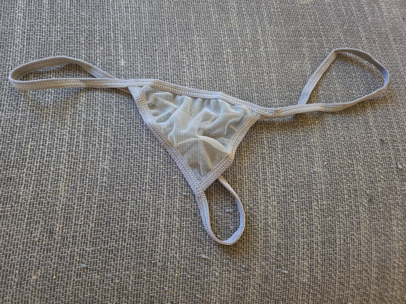 Gray See Through Thong Large