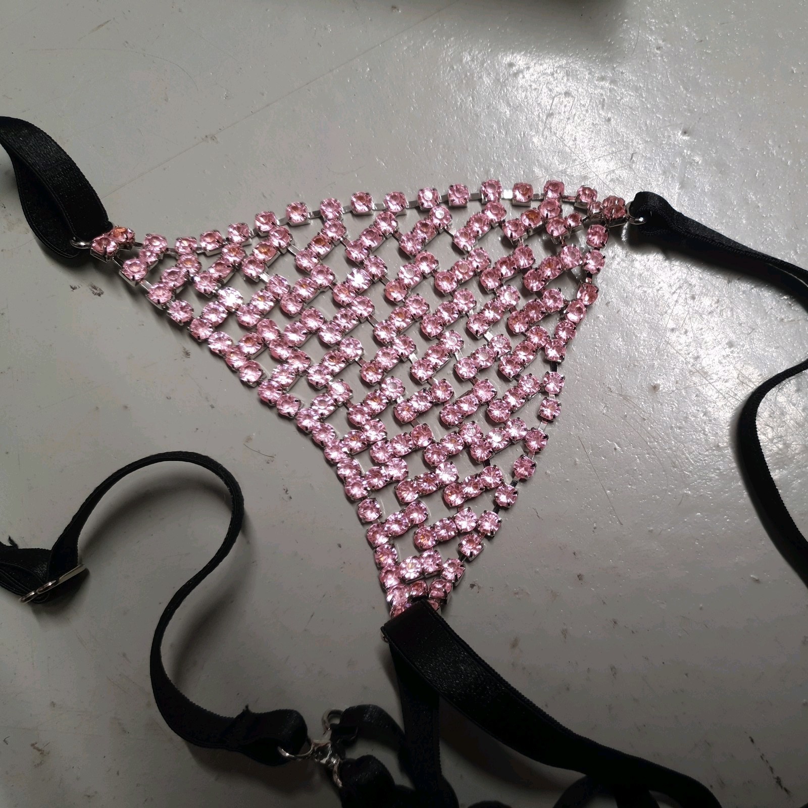 BN Vintage Hustler Pink Diamante Decked Out Jewelled G String Free Size VeryRare