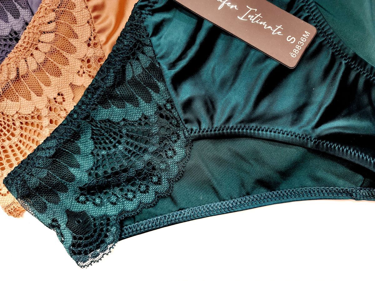 Jennifer Women Shiny Smooth Polyamide Satin Lace Sexy Cheeky Bikini Panties