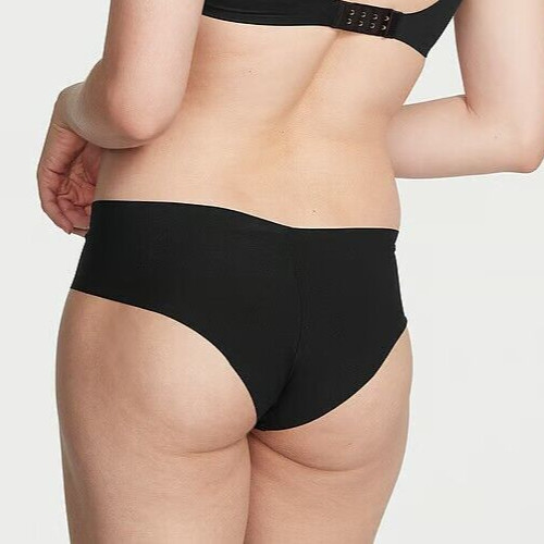 XXL NOIR Black GOLD VS LOGO Victorias Secret Smooth Edge No Show Cheeky Pantie