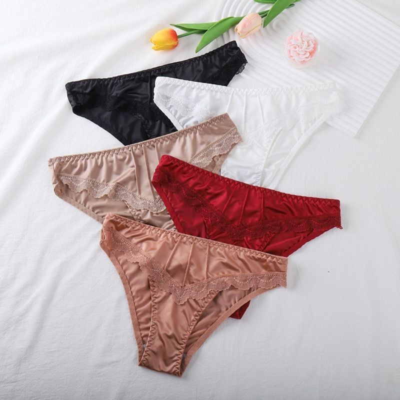 3 Pack Low Rise Seamless Bikini Panties – Lace Trim Cotton Gusset Sexy Underwear