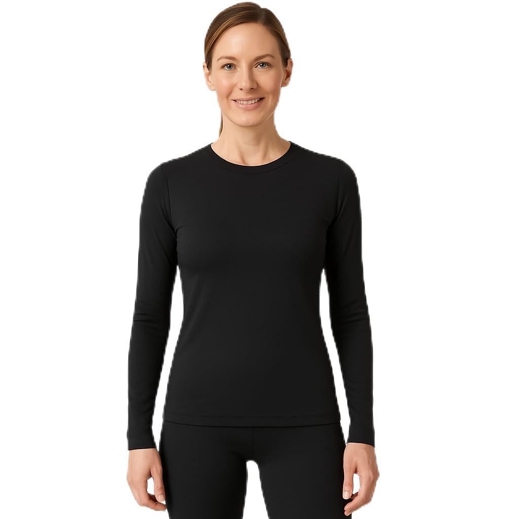 Women’s Thermaskin Baselayer Long Sleeve Crewneck Top – Lightweight Heat-Gene…