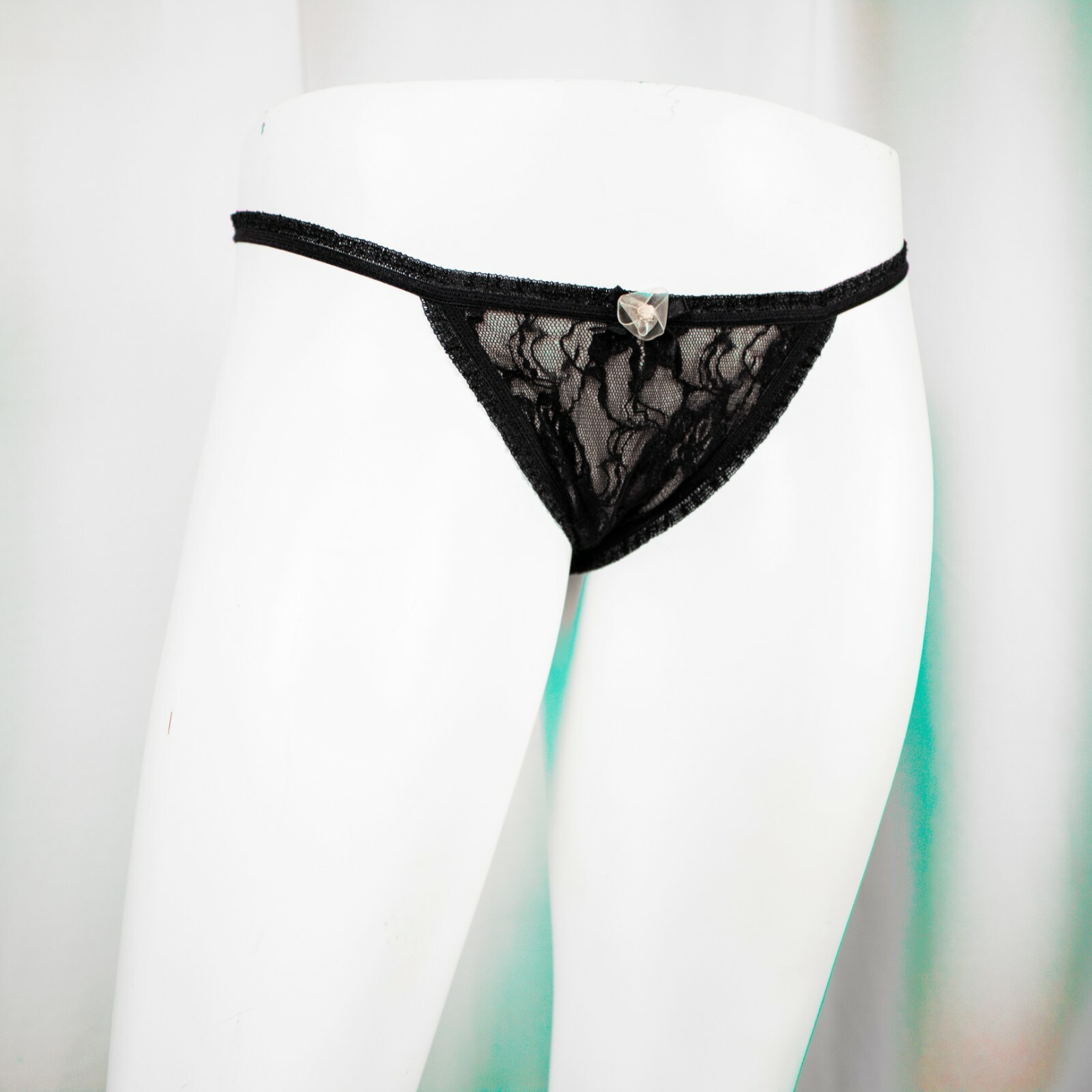 DKNY New Black Nude Black Lace Bow Nylon Women Thong Panty Size M