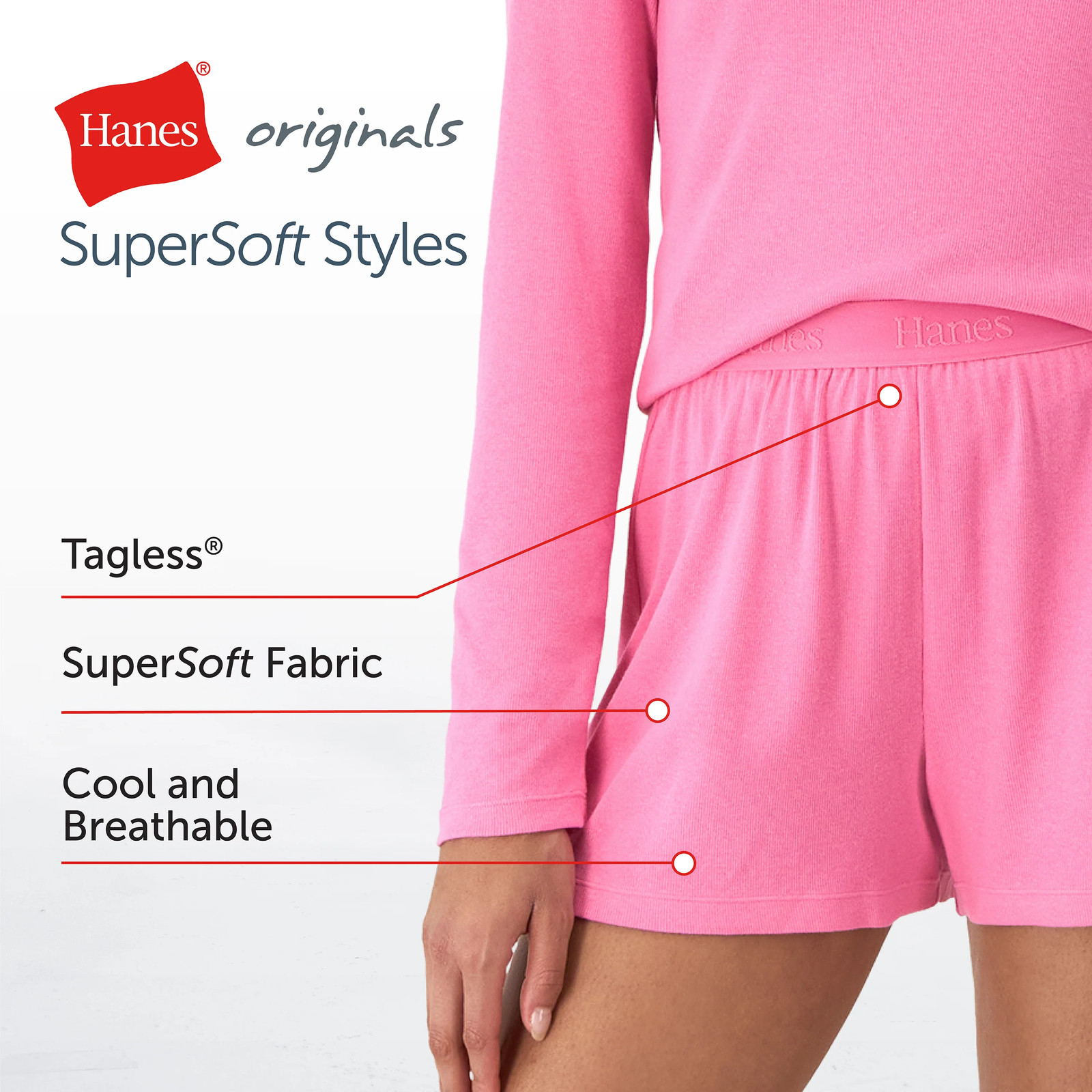 Hanes Originals Women’s SuperSoft Comfywear Rib Sleep Shorts