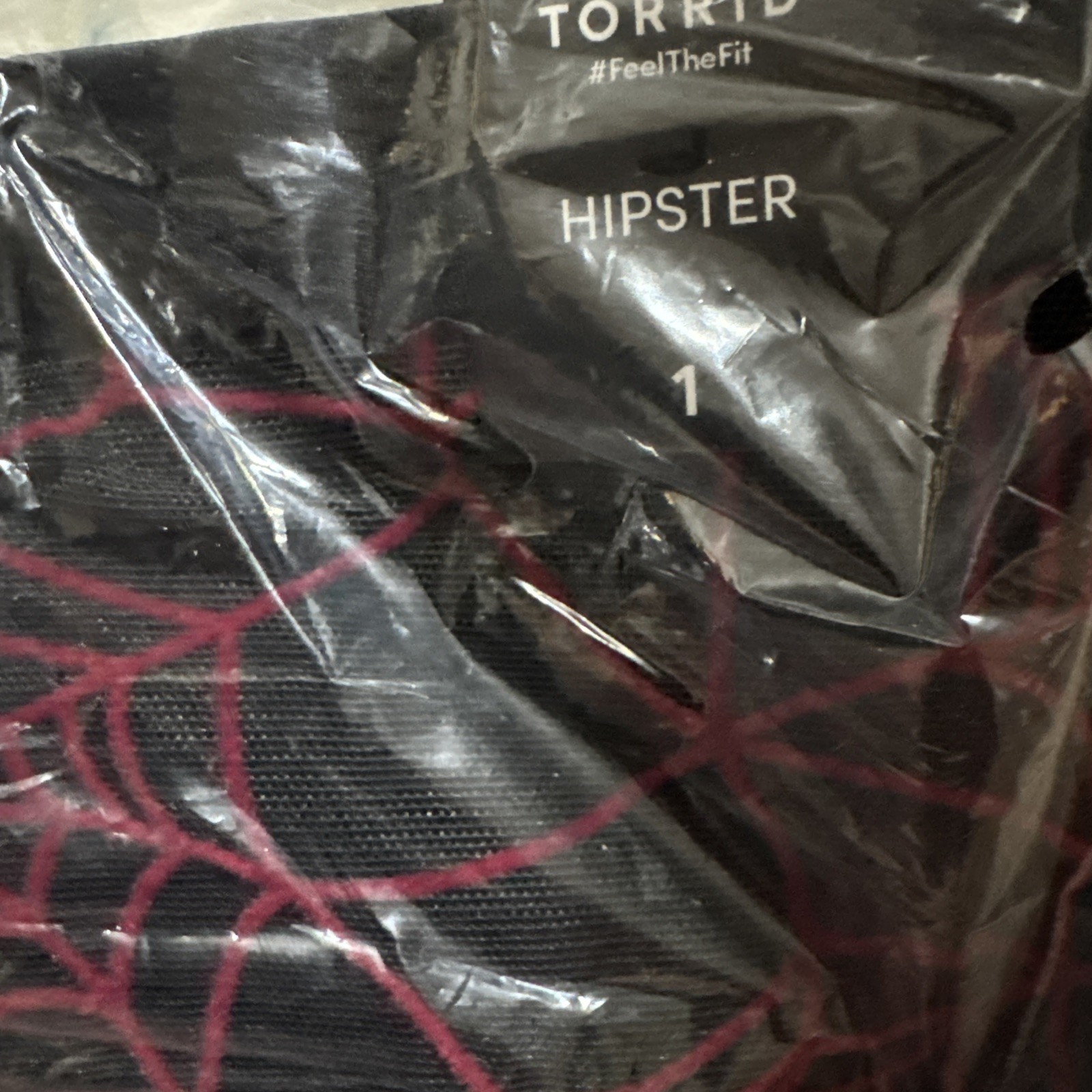 Torrid Black Flocked Mesh Red Spiderweb Hipster Panty Size 1 1X 14-16 NEW
