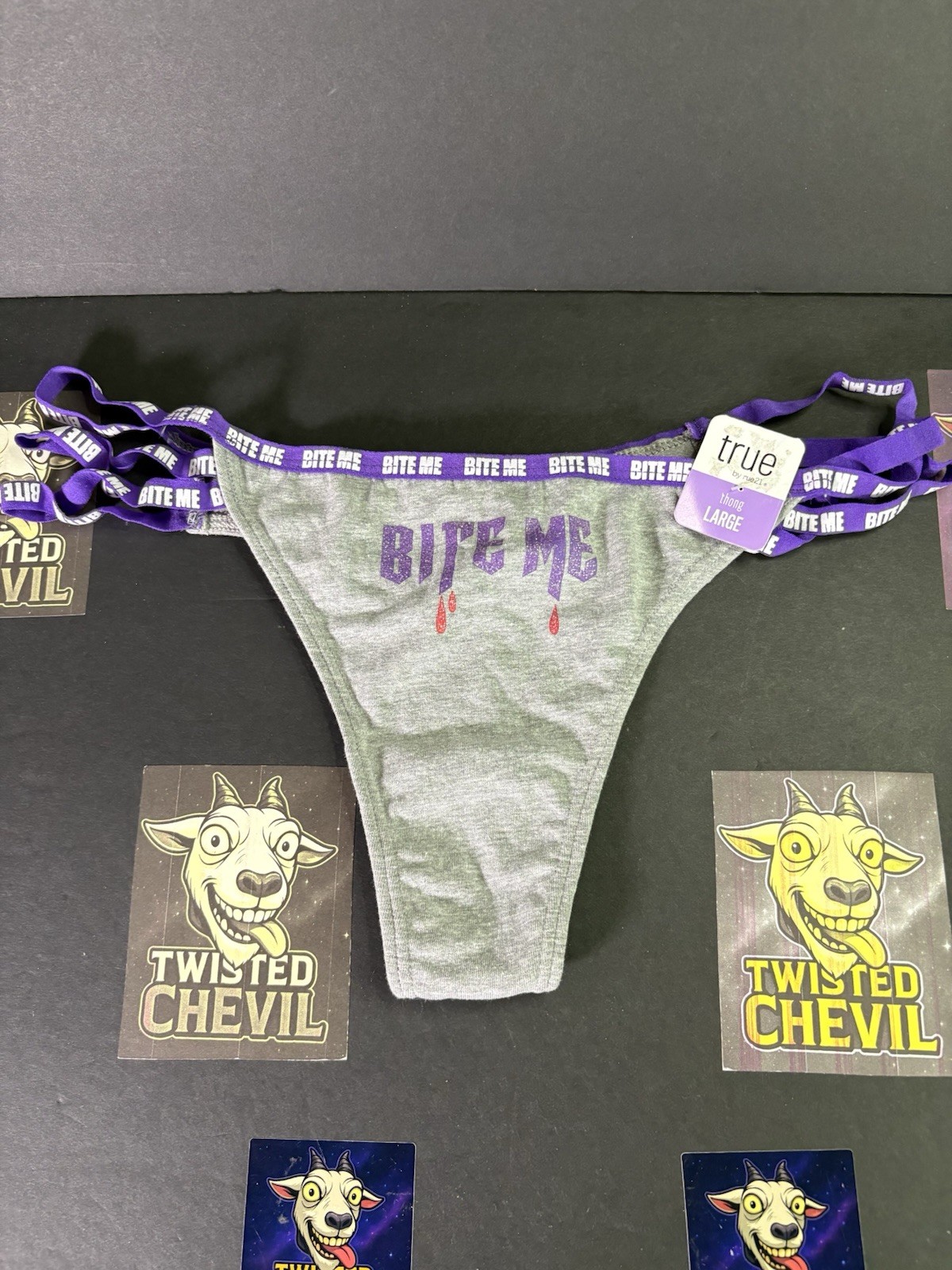True Rue21 Rue 21 Women L Thong Lingerie Underwear Sexy Bite Me Stetch Adult Fun