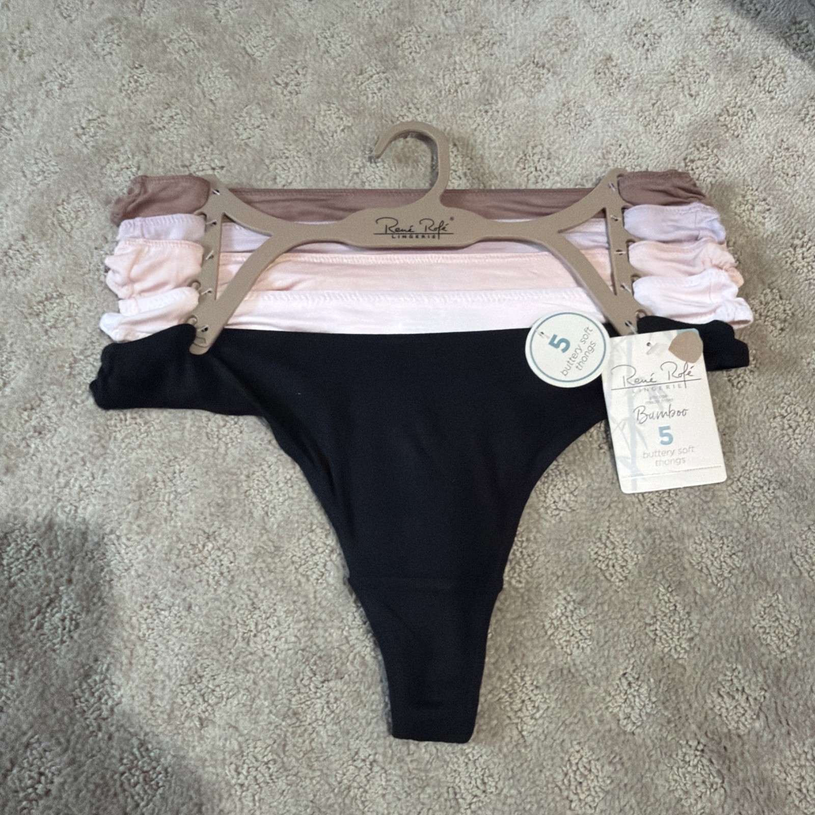 Rene Rofe 5pk Bamboo Buttery Soft Thongs/Panties/Underwear. Sz M. NWT!!