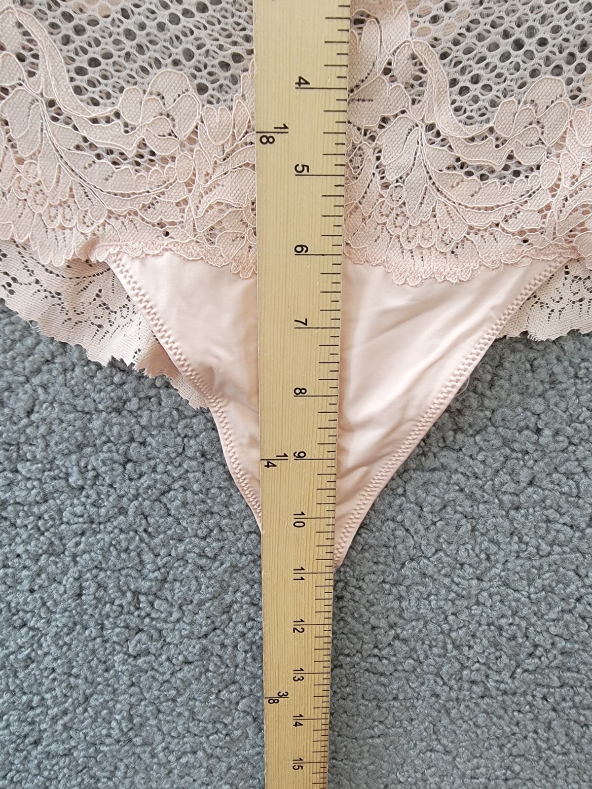 Le Mystère Lace Allure High Waist Thong Underwear Women’s S Pale Peach Pull On