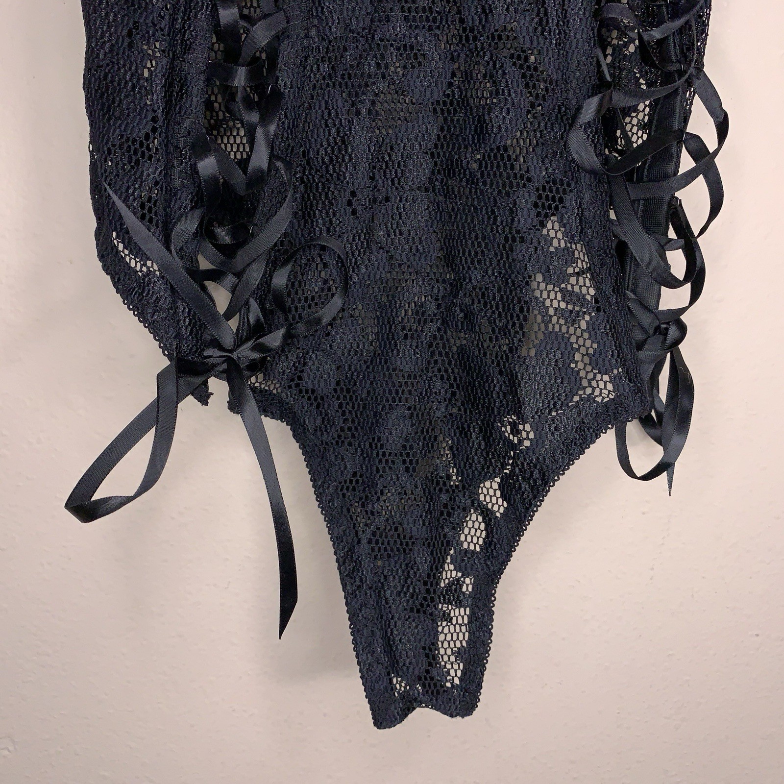 Small NWOT Black Lace Up High Waisted Panties Retro Gift