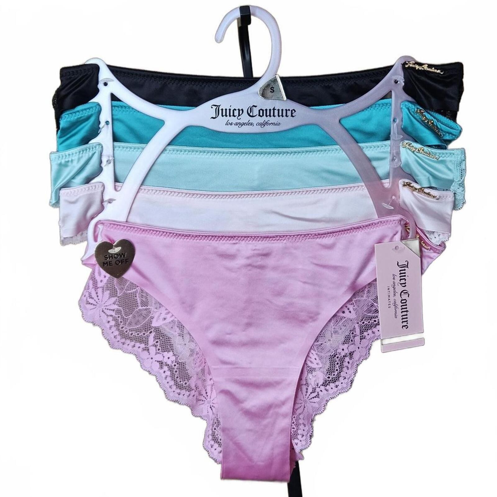 Juicy Couture 5 Pack Lace Back Panties Size Small Y2K Logo JC7324 HTF NWT E/38