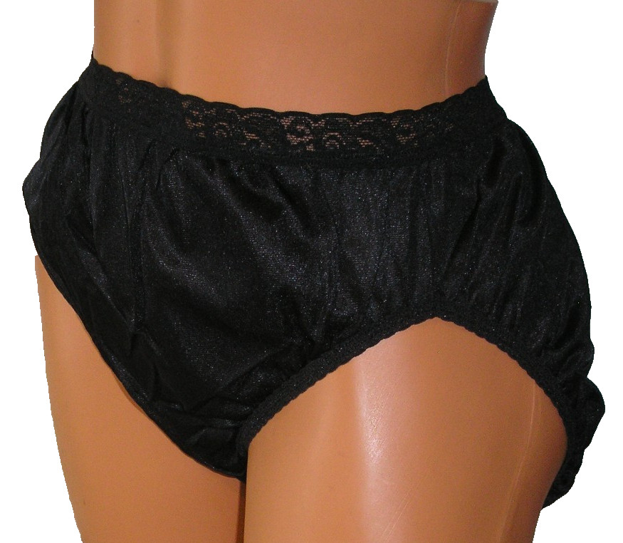 Panties Lingerie Hanes Hi Cut Black Nylon Briefs, Size 10