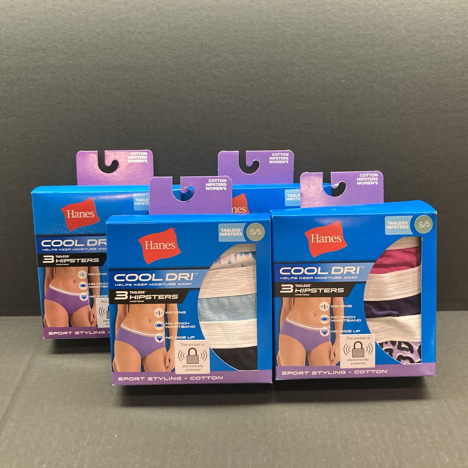 4 Packs of 3 Pair New Hanes Women’s Tagless Hipsters Size 5 Small COOL DRI