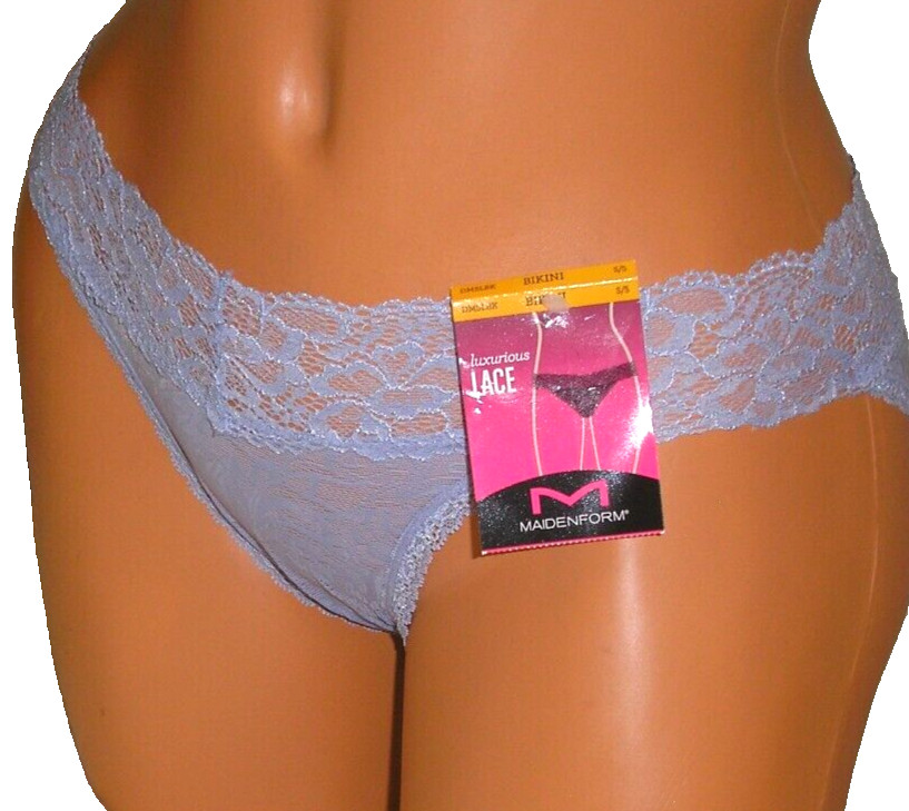 Panties Lingerie Maidenform Luxurious Blue Lace Bikini Sz 5 Small Adult Gift