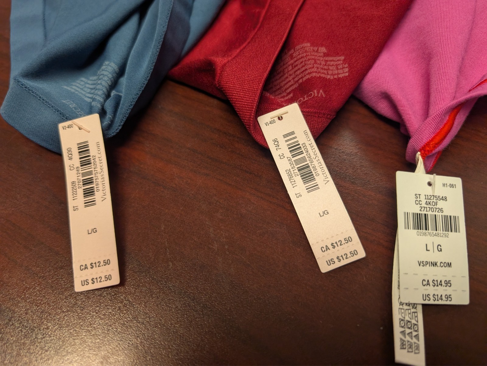 Victoria’s Secret Panty Lot Of 3 Misc Cheeky Bikini Pink Red Blue L NWT
