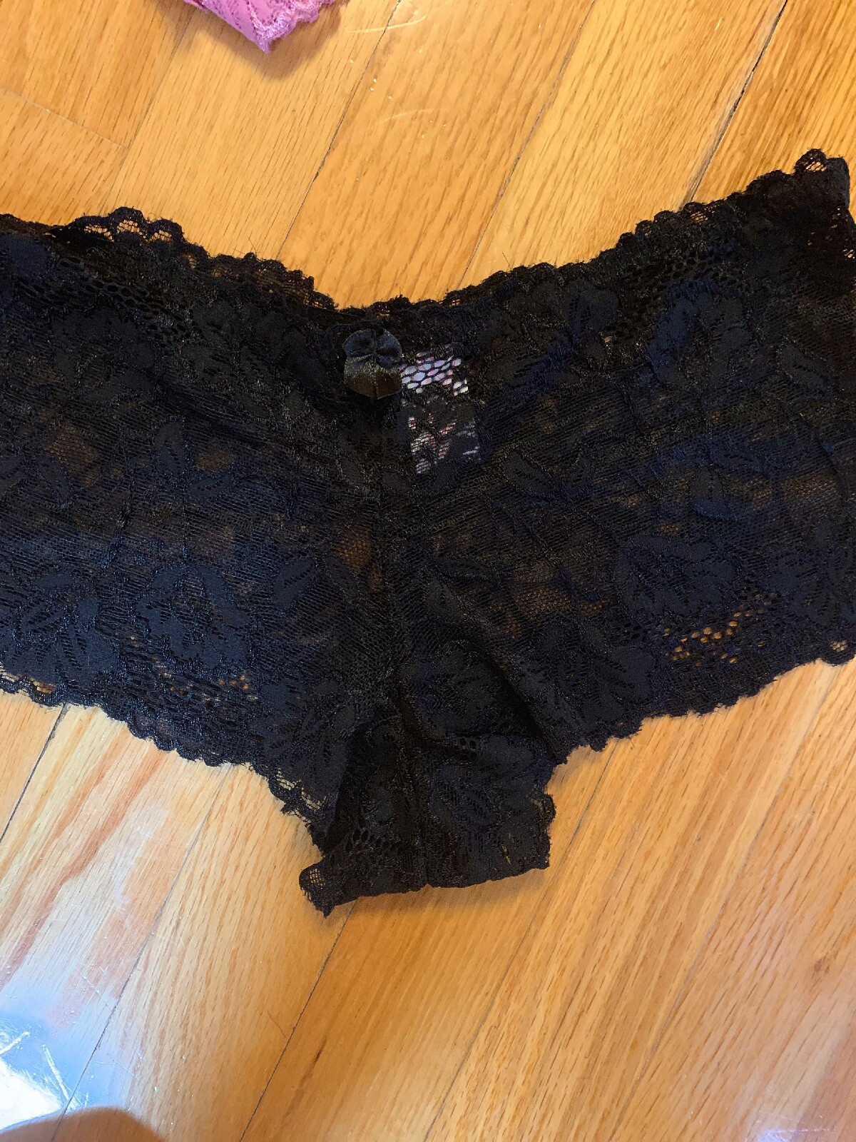 Nwt Lot 3-Boyshort Panty, Beige & 2 Lace Cheeky Panty, Black, Pink L Sexy!