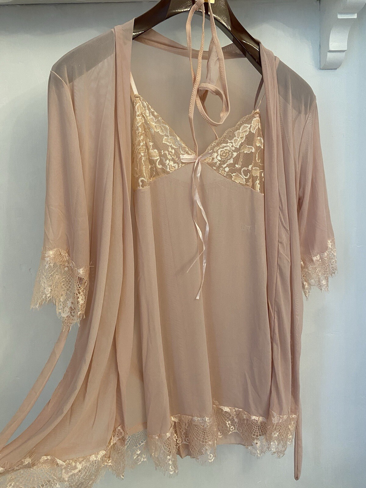 Dark Rose Bloom Sexy Lingerie Set Slip Gown & G String Size 8-10 New Xdress 🌺