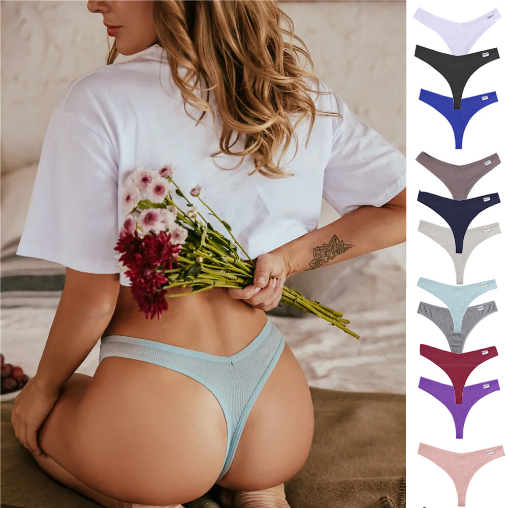 1/7Pcs Womens Sexy G-string Lingerie Cotton Briefs V-Waist Panties Low❤Underwear