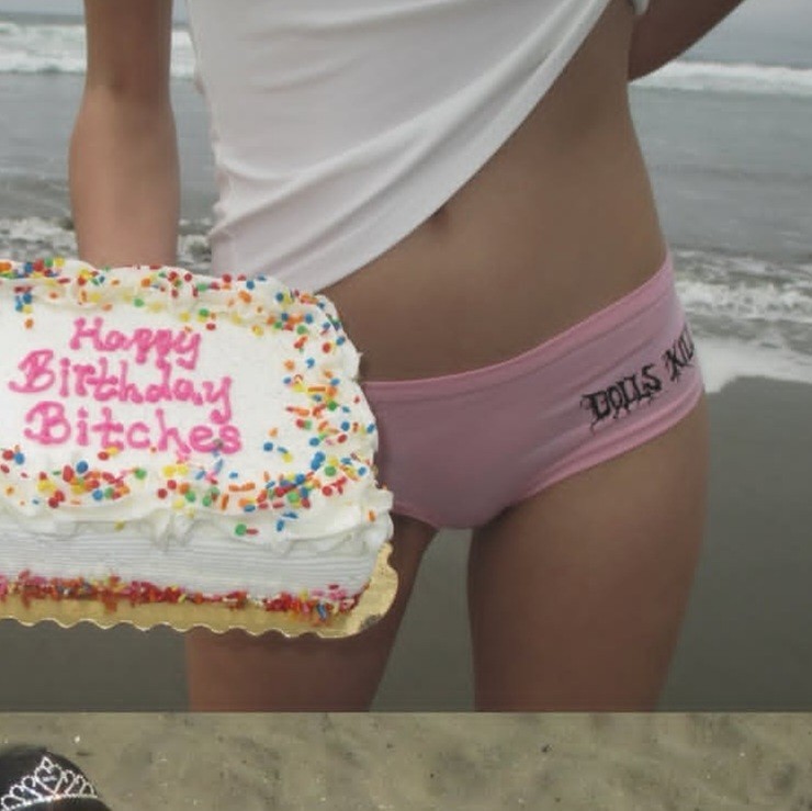 Dolls Kill DK Small I Heart Parties Sequin Pink Black Fun Party Panties Cheeky