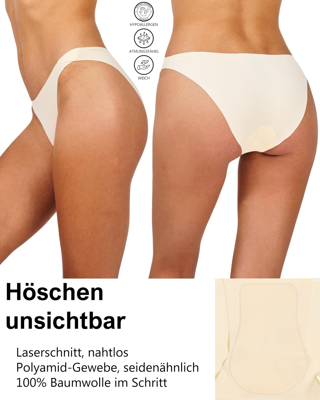 Women’s Bikini Brief with Non-Slip Silicone Stripe, Seamless, Comfortable, Elastic,…
