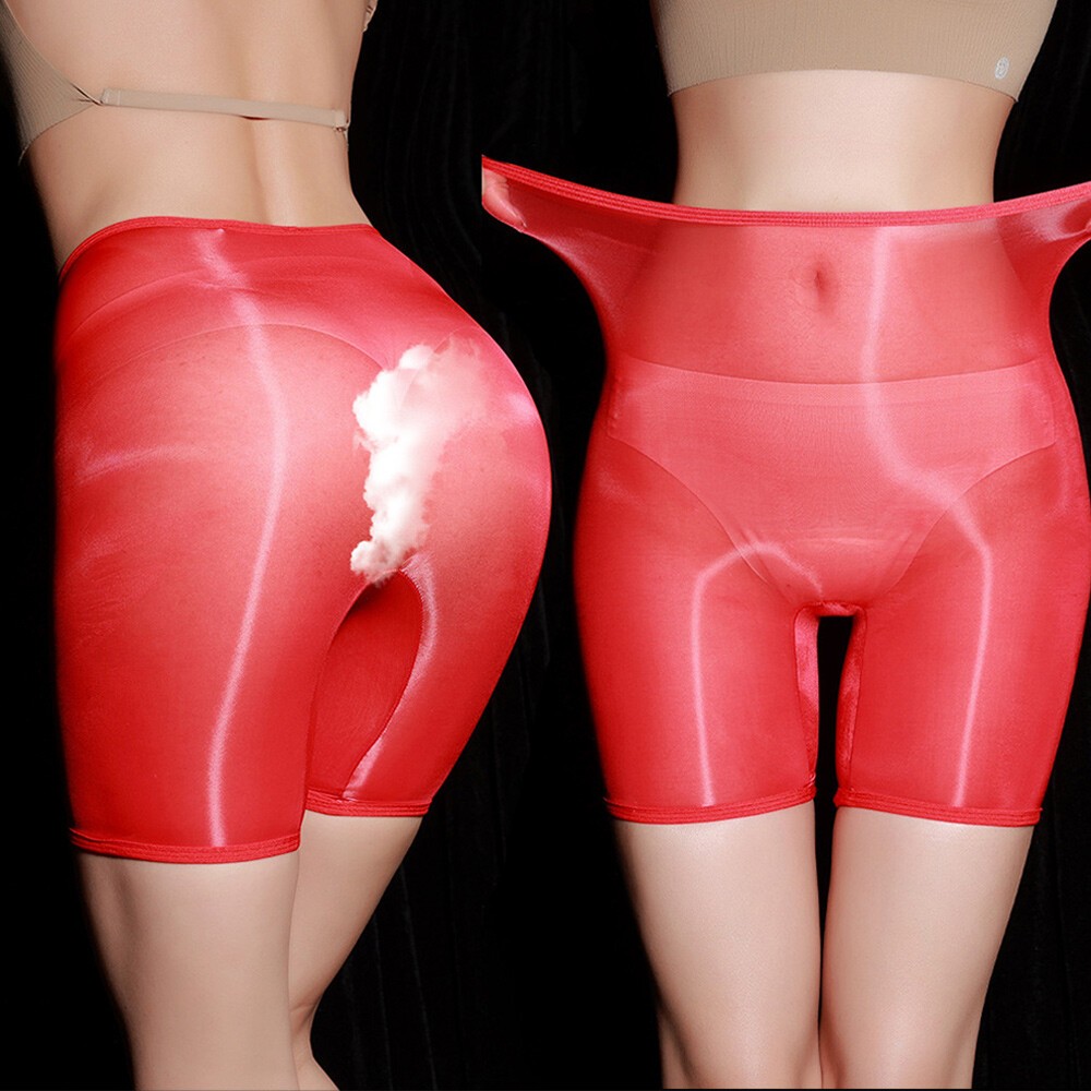 Sexy Womens Oil Shiny Glossy Underwear See Through Panties Boxer Shorts Knickers