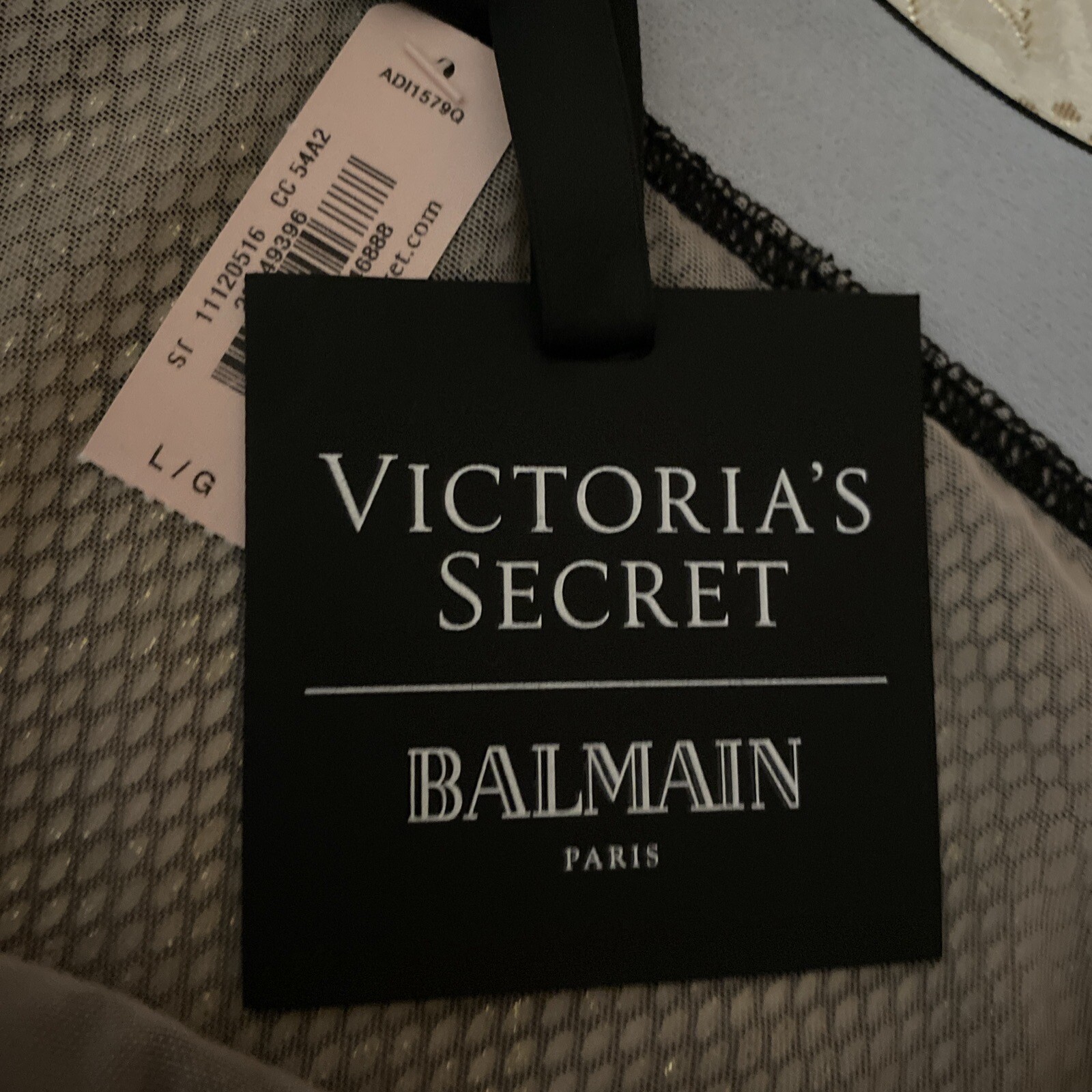 BALMAIN for Victoria’s Secret FASHION SHOW Blk Mesh Stud Rebel Hipster Panty L