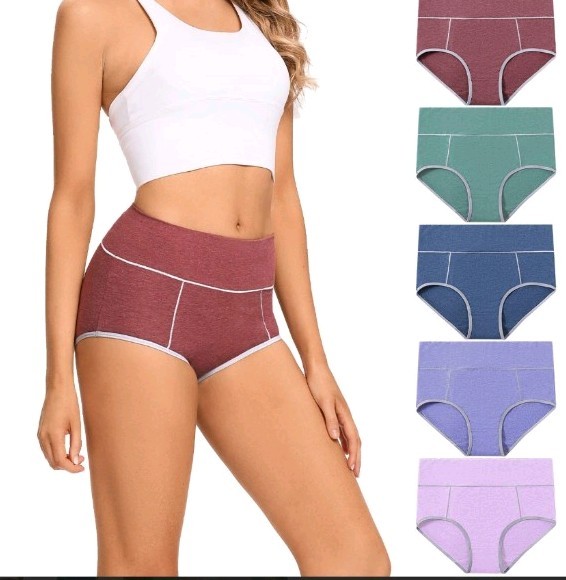 Pokarala Women’s Size XL High Waisted Full Coverage Briefs Multi Color Pk Of 5