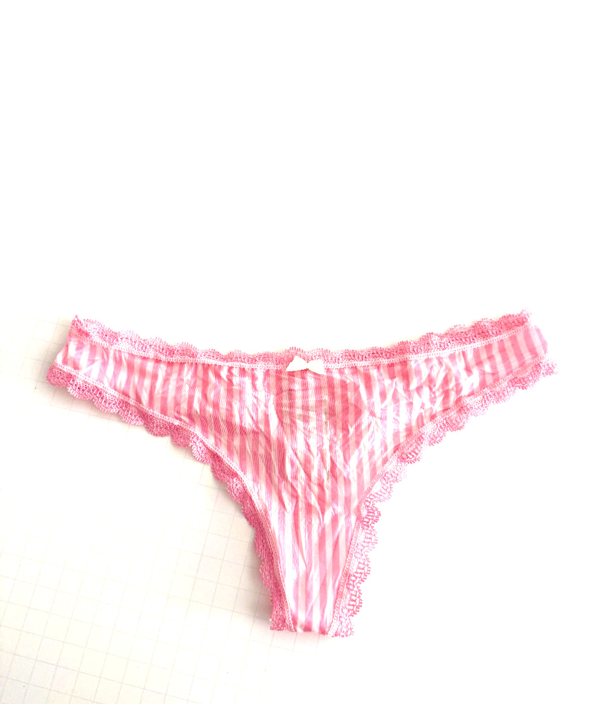 Victoria’s Secret Body by Victoria Lace-Trim Thong Panty Pink Stripe