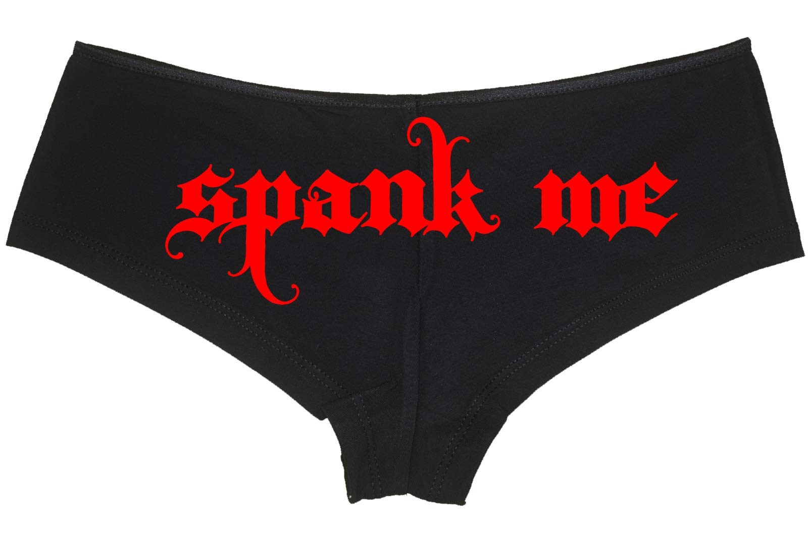 Knaughty Knickers Spank Me Goth Font Sexy Black Boyshort Flirty Submissive BDSM
