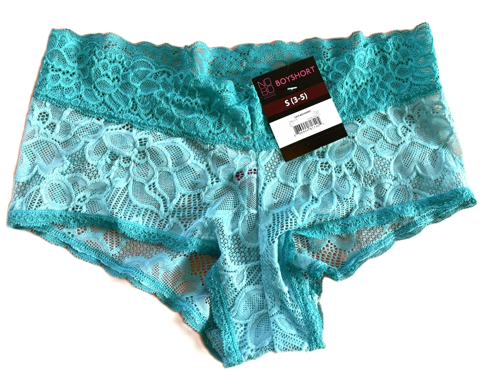 Leaf Lace Boy Shorts Panty No Boundaries Size Small (3-5) Blue W233E