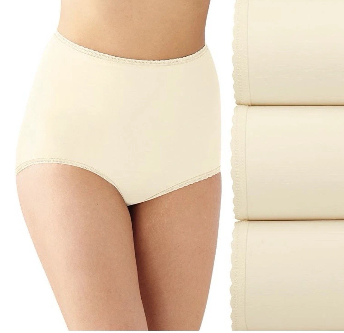 Bali 3 Pair Briefs Skimp Skamp Panties SIZE XL / 8 A633 DFA633 NWT Nylon Spandex