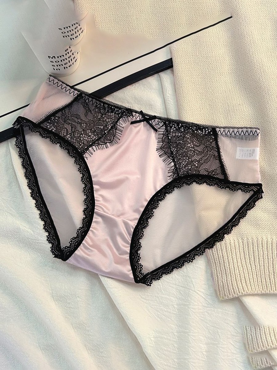 Womens Lace Detail Triangle Underwear Color Blocked Casual Style Summer Ready