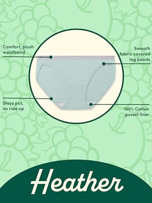 Women’s Eversoft Cotton Underwear 7 Brief – Assorted Color Heathers