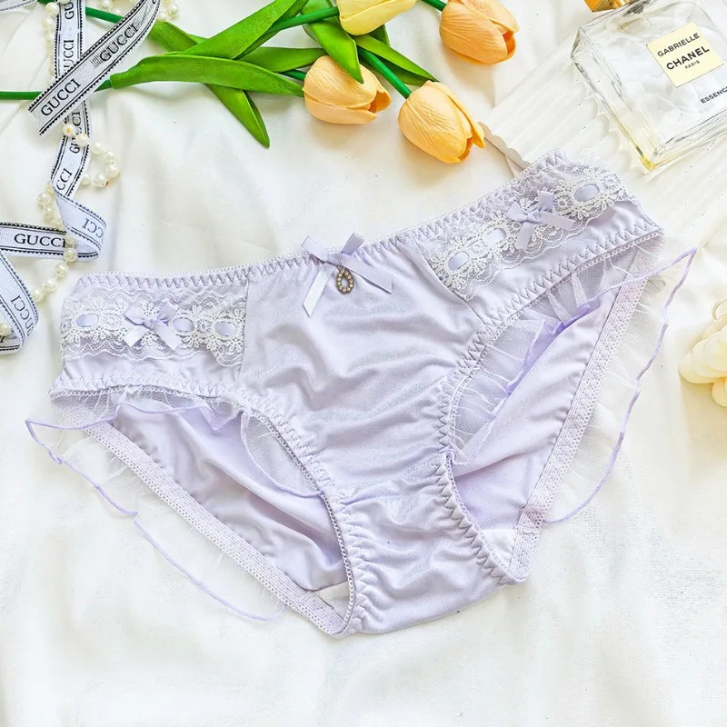 Ruffle Trim Panties Mid Rise Floral Soft Breathable Panty Women’s Underwear