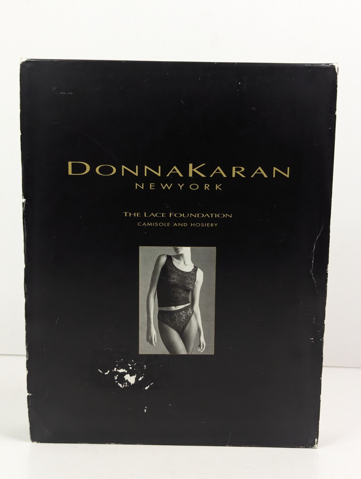 Vtg Donna Karan DKNY Cami Lingerie Set Black Camisole & Hosiery 1996 Small New