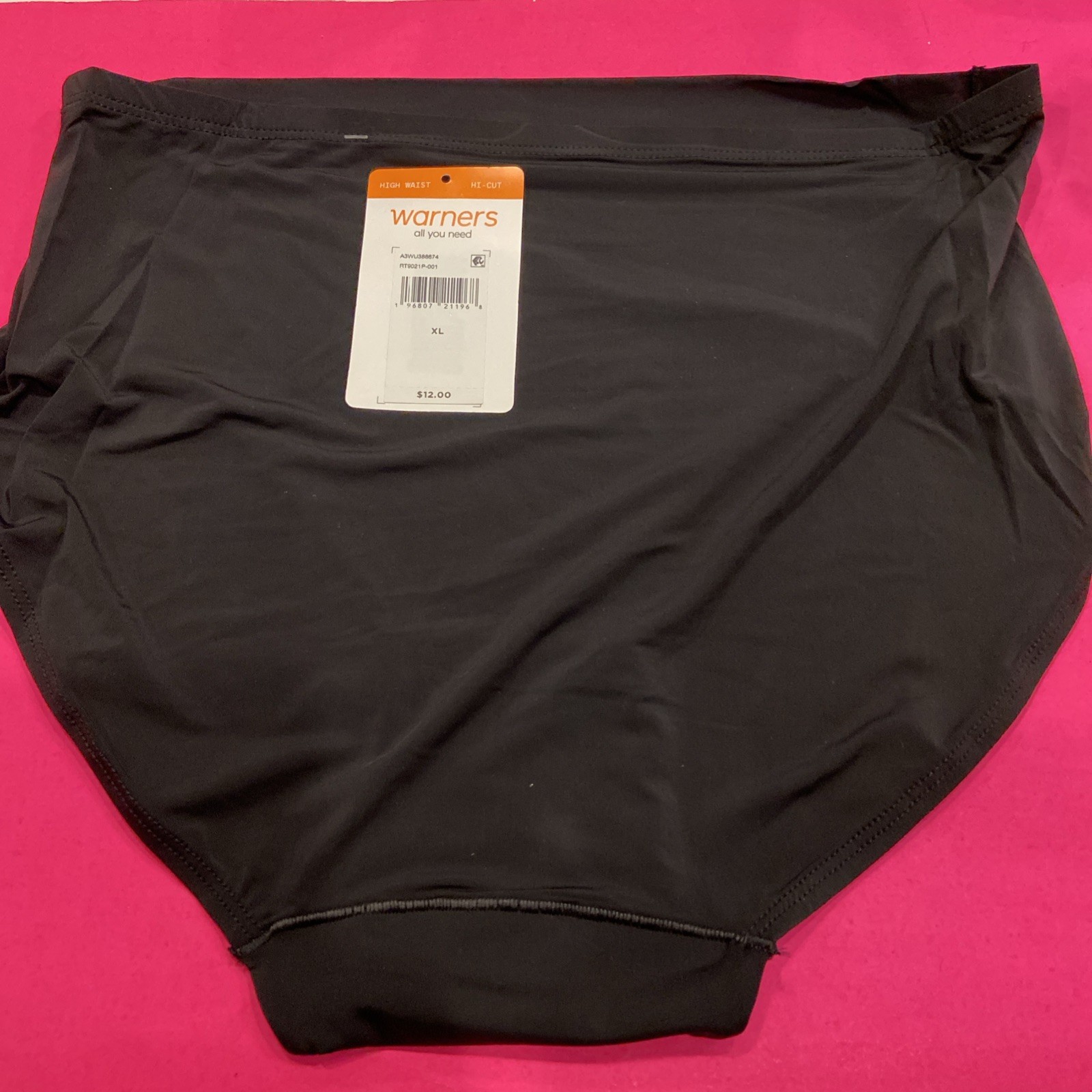 WARNERS BLACK SMOOTH IT OVER BRIEF PANTIES / X-LARGE/ 8