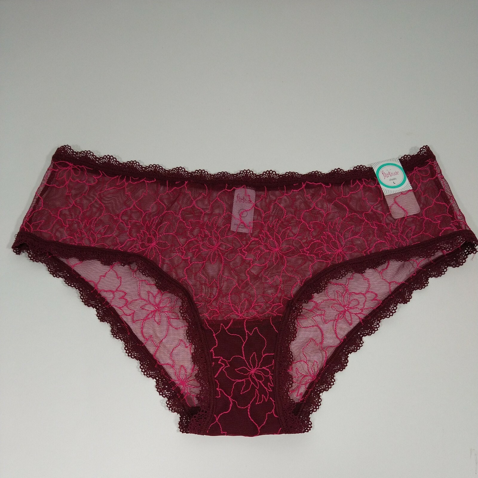 Womens Panties Size Large Zinfandel Flirtitude Cheeky Lace Floral Sheer Mesh